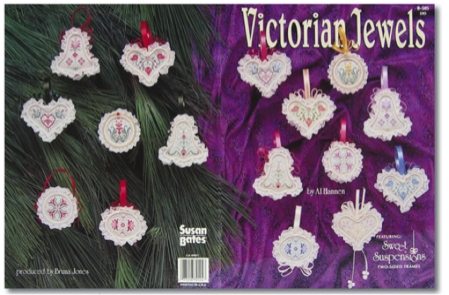Book:  Victorian Jewels. For Sweet Suspensions frames. Elegant designs that sparkle with metallic threads make beautiful ornaments for Christmas and all occasions.